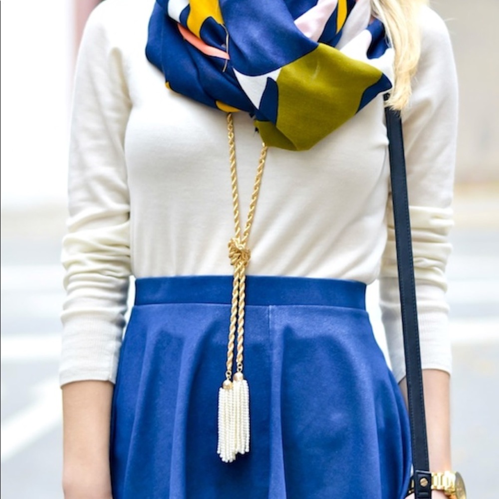 BaubleBar white/gold tassel necklace